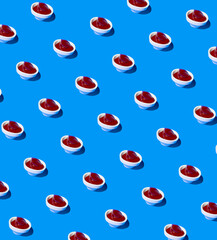 3d image pattern jar with ketchup on a blue background