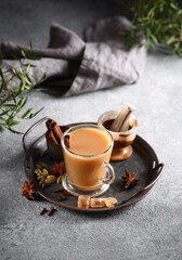 masala tea with spices and milk