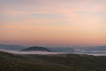 mountains sunrise fog clouds sky summer