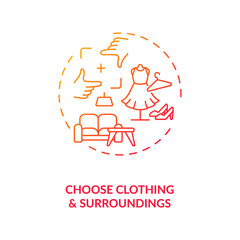 Choose clothing, surroundings concept icon. Successfull first video call date tips idea thin line illustration. Getting dressed, find place at home vector isolated outline RGB color drawing