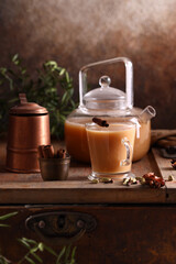 masala tea with spices and milk