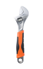 Adjustable wrench, single steel, rubber handle, orange Used for screwing the nut. isolated on white background with clipping path.