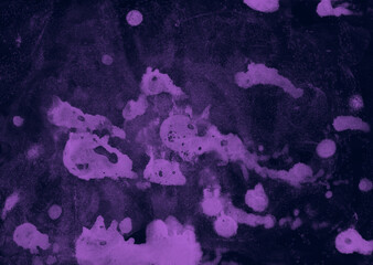 Fototapeta na wymiar Abstract art background purple fluid paint streaming over dark blue surface watercolor technique illustration
