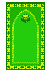 Minimal vector design of Muslim prayer rug with decorative elements. İslamic textile. 