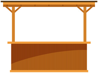 Set of illustrations about wooden outdoor bars. Establishment for sale of alcoholic beverages