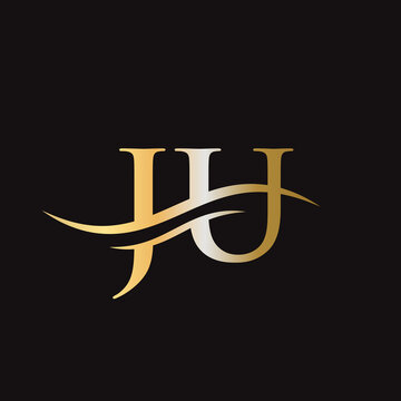 Water Wave JU Logo Vector. Swoosh Letter JU Logo Design for business and company identity.