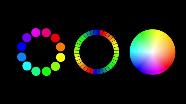 animated three color wheel with color circles for graphics and video backgrounds.