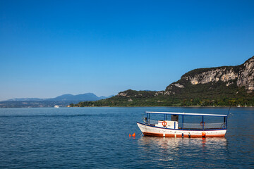 Pleasure boat at Lake Garda Northern Italy