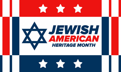 Obraz na płótnie Canvas Jewish American Heritage Month. Celebrated annual in May. Jewish American contribution to the history United States. Star of David. Israel symbol. Poster, card, banner and background. Vector