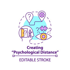 Creating psychological distance concept icon. Strategy for decision making. Problem solving and analysis idea thin line illustration. Vector isolated outline RGB color drawing. Editable stroke