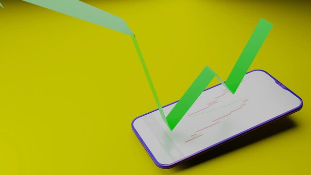mobile trade stock abstract background 3D animation