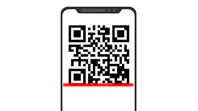 scanning a QR code on a smartphone. 4K video illustration. 