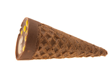 waffle cone with dessert isolated