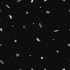 Planet pattern with constellations and stars.