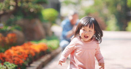 Fototapeta premium asian senior man with granddaughter