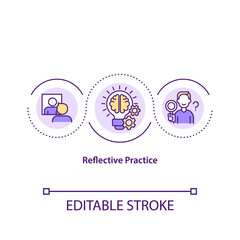 Reflective practice concept icon. Self-analysis method idea thin line illustration. Emotions management. New skills development. Vector isolated outline RGB color drawing. Editable stroke