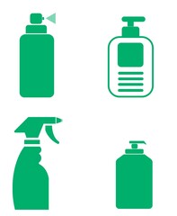 Gel et spray nettoyant en 4 icônes