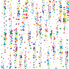 Falling vivid numbers. Math study concept with flying digits. Popular back to school mathematics banner on white background. Falling numbers vector illustration.