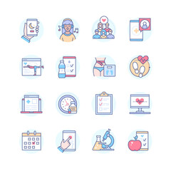 Healthcare mobile app - line design style icons set