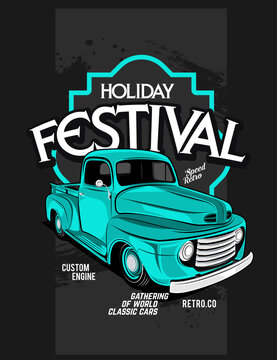 holiday festival, super classic car illustration