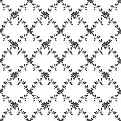 Black and white floral pattern. Vintage elegant ornament.Seamless vector background