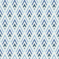 Geometric rhombus seamless vector pattern. Blue decorative background