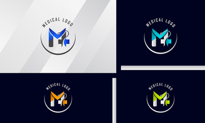 Letter M Medical Logo and Health care Icon Vector Logo Design, Health logo designs template.