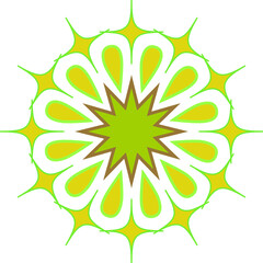 decoration with a combination of pastel green and yellow star pattern. isolated by white background