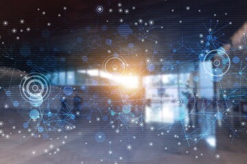 Abstract big data illustration on city background