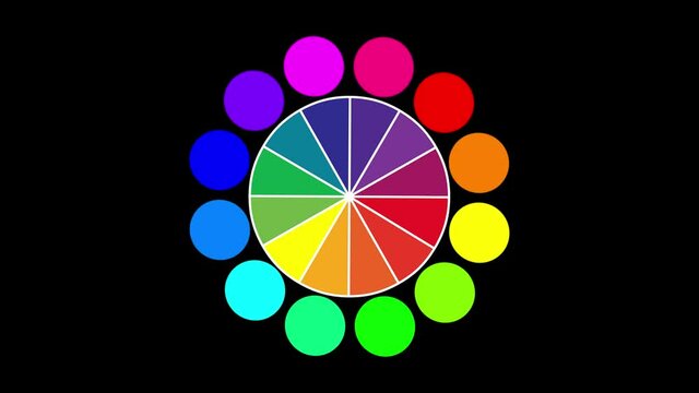 Animated two color wheel pizza shape in circle for graphics and video background