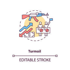 Turmoil concept icon. International stocks challenge idea thin line illustration. Global economic recession. Stock prices affecting. Vector isolated outline RGB color drawing. Editable stroke