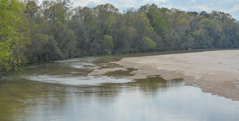 The Homochitto River flowing peacefully through the forest in Franklin County, Mississippi