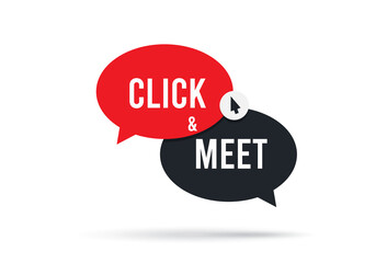 Click and meet speech bubble icon vector illustration