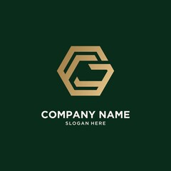 Abstract monogram logo g letter design set, in gold color Premium