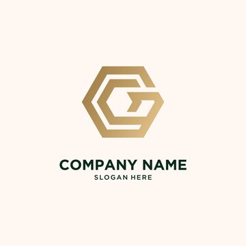 Abstract monogram logo g letter design set, in gold color Premium