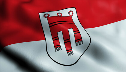 3D Waving Austria City Flag of Vorarlberg Closeup View