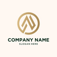 Abstract monogram logo a letter design set, in gold color