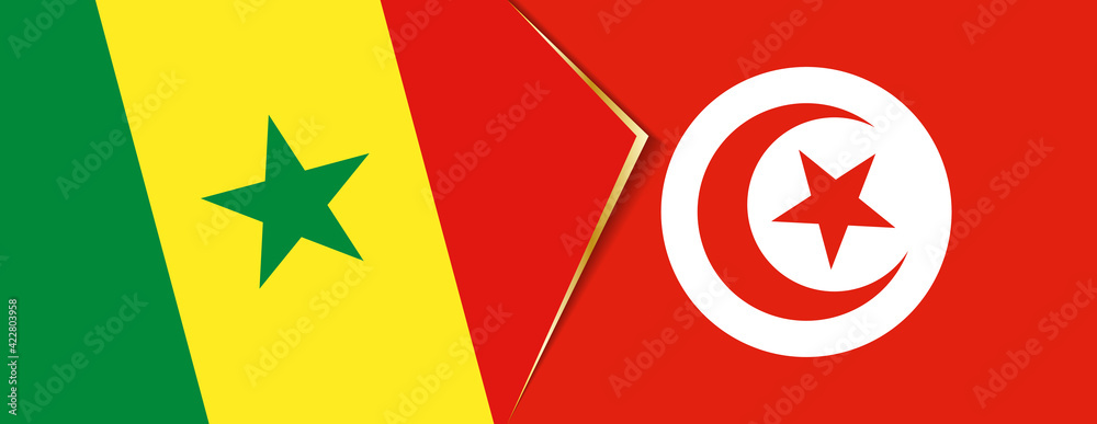 Wall mural senegal and tunisia flags, two vector flags.