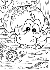 Coloring book for children with a dinosaur