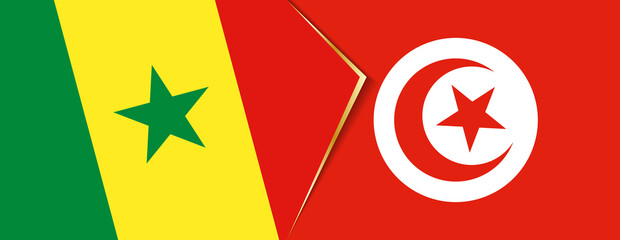 Senegal and Tunisia flags, two vector flags.
