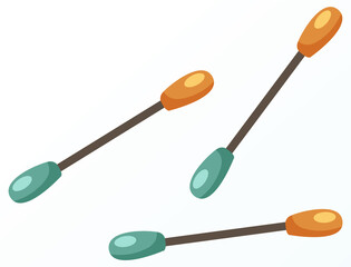 Cotton swabs personal care and medical supplies. Bamboo, sterile wadded ear sticks isolated on white