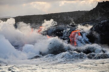 Coulées de lave du volcan Kilauea à Hawaii