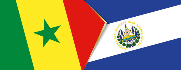 Senegal and El Salvador flags, two vector flags.