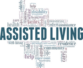 Fototapeta premium Assisted living vector illustration word cloud isolated on a white background.