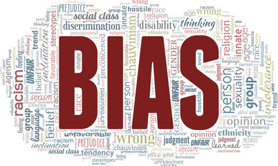 Bias vector illustration word cloud isolated on a white background. - obrazy, fototapety, plakaty