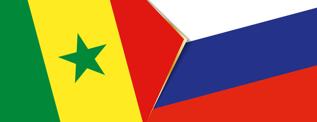 Senegal and Russia flags, two vector flags.