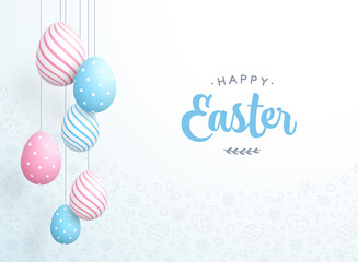 Happy Easter Message Colorful Hanging Easter Egg Elements