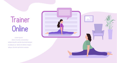 Online trainer Sport Fitness People Home Training
