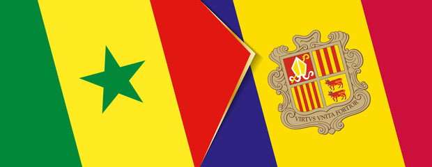 Senegal and Andorra flags, two vector flags.