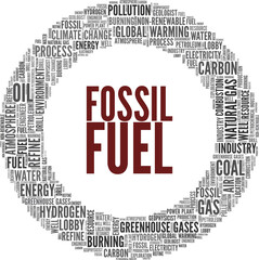 Fossil fuel vector illustration word cloud isolated on a white background.